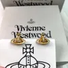 Designer Viviane Westwoods Bijoux Viviennr Haute Version Western Empress Dowager Plein Diamant Demi Visage Tridimensionnel Diamant Miroir Saturne Boucles D'oreilles Femme S