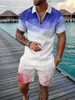 Мужские шорты, комплект, рубашка поло на молнии с рукавами, уличная футболка, повседневная спортивная одежда из двух предметов, Ropa Hombre 240119