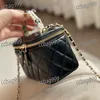 Flower Handle Women Makeup Bag 16CM Mini Zipper Coin Purse With Mirror Luxury Handbag Leather Diamond Lattice Chain Street Casual Bag Card Holder Suitcase Fanny Pack