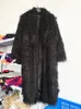 Moda super długa sztuczna owska futra płaszcz dla kobiet solidne lapowe puszyste furskie kurtki dla kobiet zimowe ubrania marne 240124