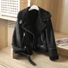 RARF Winter Women Thick Warm Suede Lamb Jacket Short Motorcycle Brown Coats Faux Shearling Sheepskin Leather Jackets Outwear 240124