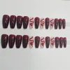 Накладные ногти 24 шт., длинные накладные ногти для девочек, съемные, с полным покрытием, винно-красные, искусственные, для салонов, для экспертов и наивных женщин