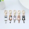 Porte-clés 5 pièces mignon dessin animé chat émail animaux pendentifs multicolore couleur or métal charmes bricolage boucles d'oreilles collier bijoux