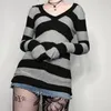 Casual Dresses Women's Striped Knit Sweater Dress Aesthetic Clothes Long Sleeve V Neck Slim Fit Bodycon Mini Vintage Grunge Outfit