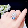 Cluster Rings KJJEAXCMY Fine Jewelry Natural Blue Topaz 925 Sterling Silver Women Gemstone Ring Support Test Elegant