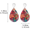 Dangle Oorbellen Kleurrijk Hout Bloemen Paisley Voor Dames