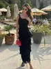 Casual Kleider Quaste Stricken Ärmelloses Kleid Frauen Grün Sexy Backless U-neck Lange Weibliche 2024 Sommer Mode Strand Urlaub Dame vestido