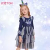 Girl Dresses DXTON Children Christmas Dress 2024 Snowflake Year Toddler Party Vestidos Winter Cartoon Long Sleeve Girls Princess