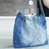 Designer sacola corrente de lixo denim bolsa de ombro bolsa embreagem viagem compras saco de praia bolsa crossbody bolsa de moda totes 2 peças grande capacidade