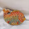 Femmes poisson strass pochette sac à main pierres d'or soirée minaudière sacs de mariage sacs à main de mariée fête dîner sacs à main pochettes sac 240119