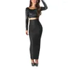 Röcke Gothic Elegant Hohe Taille Figurbetonter Langer Rock Matte Damen PU Leder Hobble Streetwear Casual Büro Damen Party Club