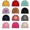 Acessórios de cabelo 16/12,5 cm feitos à mão de lã de malha chapéus vintage grânulo flor bebê meninas bonés nascidos crochê elástico bonnet manter quente headwear