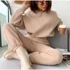 Calças femininas de duas peças Mulheres Define Black Slim Moletons e Tracksuits Feminino Inverno Outono Manga Longa Com Capuz Esportes 2 Roupas