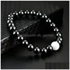 Pulsera de hematita magnética con cuentas Punto de piedra blanca Hebras Pulsera Brazalete Brazalete para mujeres Joyería Powerfashion Will y Sandy DHS6Z