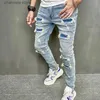 Männer Jeans Neue Männer Löcher Beiläufige Dünne Jeans Hosen Streetwear Männliche Stilvolle Zerrissene Solide Hip Hop Dünne Denim Hosen T240205