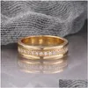 حلقات فرقة الماس Row Row Crystal Sier Gold Engagement Wedding for Women Men Fashion Jewelry Will and Sandy Drop Delivery dhfvy