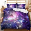 Sängkläder sätter Galaxy Space Däcke Cover Set Queen Planet Printed Compforter Universe Solar System Decor Teens Teens