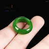 Bagues de cluster Naturel Vert Hetian Jade Eternity Love Bague Jasper Amulette Mode Luxe Charme Bijoux Sculpté À La Main Artisanat Cadeaux Pour Femmes Hommes