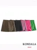 Skirts KONDALA Women Fashion 2024 Casual Mini Asymmetrical Shorts High Waist Back Pockets Wide Leg Zipper Female