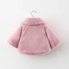Babzapleume Fall Winter Baby Fur Coat Toddler Girl Jacket Korean varm fleece Plush Söt Strawberry Shawl Born kläder 021 240122