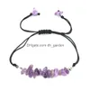 Charm-Armbänder Handgewebtes Natursteinarmband Heilkristallperlen Rosenquarz Tigerauge Amethyst Seil Handgefertigter verstellbarer Tropfen Dhfbl