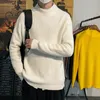 S-5XL Plus Size Mens Pullover Sweater Winter Ribbed Knitted Plain Color Comfort Twisted Long Sleeve Knitwear Clothing For Men 240129