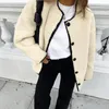 Damenjacken Fleece Beige Jacke Frauen Elegant Langarm Casual Damen Mantel Patchwork Outwear Mantel Casacos