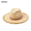 Moda cinto ráfia chapéus para mulheres verão chapéu de sol senhoras flexível férias praia chapéu atacado 240127