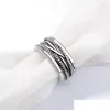 Bandringar Öppna justerbar crossover Wide Chunky Ancient Sier Braid Mti Layer Ring Stapelbar för män Kvinnor Girls Fashion Jewel Wil DHT6L