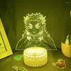 Veilleuses Anime Demon Slayer Figure Kyojuro Rengoku 3D LED lampe à lave lumière cadeau pour amis chambre décor Kimetsu No Yaiba Manga Rui