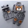 Bebê menino roupas outono algodão grosso quente casual camisola com capuz inverno dos desenhos animados bonito urso de três peças terno da menina do bebê 0-5y 240124