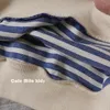 Baby Boys Stripe Long Sleeves Sweatshirt Spring Autumn Kids Loose Bat Tops Girls Hoodie Clothes 240131