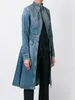 Spring Autumn Denim Long Coats Woman Stand Collar Single-Breasted Windbreakers Pocket Jackets Trench Coat Female Streetwear 240202