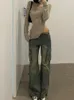 Женские джинсы Gyaru, японские брюки Harajuku Trashy Y2K с кисточками и низкой посадкой, расклешенные джинсовые брюки с расклешенными краями, брюки 2000-х годов, брюки Kpop Grunge