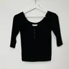 Mulheres Camisetas Aossviao Fino Sólido Básico Mulheres Camiseta Casual Preto Branco Moda Crop Top Camisa Senhoras Coreano Slim Button Tee