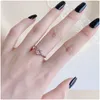 Bandringen Colorf Diamond Designer Ring voor vrouw jubileum 925 Sterling Sier Roze Hart Vierkant 5A Zirconia Liefde Bruiloft Engagemen Dhew6