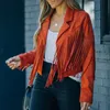Womens Vintage Long Sleeve Fringe Hippie Motor Biker Cardigan Outwears Faux Suede Tassel Jacket 240202
