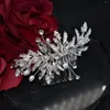 Coiffures faites à la main couleur or argent accessoires de cheveux de mariage cristal femmes peignes feuilles bandeau de mariée bijoux de tête