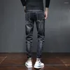 Jeans da uomo Pantaloni attillati a tubo con tasche Pantaloni corti da cowboy da uomo Nero Skinny Slim Fit Casual Nel 2024 Fashion Denim Xs