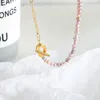 18K Gold Plated Stainless Steel Paper Clip Chain with Lavender Freshwater Pearl OT Buckle Pendant Necklace for Girls Choker Gift 240127