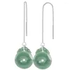 Dangle Earrings Natural Burma Jade High Grade-A Blue Water Ping An Fubei Ear Thread S925 Silver Inlaid Jadeite Women's Jewelry Drop