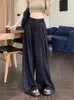 Casual Wide Leg Pants Women Korean Overdimensionerad Loose Office Lady Black Trousers Fashion Design Sweatpants High midjebyxor 240129