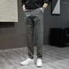 Herrenanzüge Herrenanzughosen Sommer Business Casual Karierte Hosen Männliche koreanische Mode Mid Straight Ankle-Length Herrenbekleidung