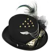 Berets Steampunk Homens Chapéu com Óculos Gay Top Feather Gótico Não-Slip Carnaval Boate