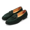 Mode casual suède leer echte schoenen heren buckle party bruiloft loafers mocassins mannen licht comfortabele rijen flats