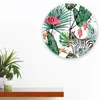 Настенные часы Зебра Фламинго Тропические часы джунглей Домашний декор Бесшумный современный дизайн Гостиная Цифровой