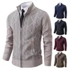 Giacca ispessita da uomo autunno e inverno caldo trend line cappotto maglione cardigan lavorato a maglia con colletto rialzato 240125