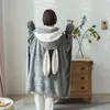 Blankets Cape Blanket With Bunny Ears Lamb Wool Air Conditioning Home Lazy Hooded Fleece Wearable Throw