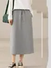 Work Dresses Korean Loose Casual V-Neck Hoodie Skirt 2 Piece Outfit Artistic Solid Fashion Versatile Large Size Women's Clothing Set Z4894