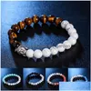 Tête de Bouddha perlée Nature Pierre Brins Bracelet Agate Lava Bracelet Femmes Hommes Bracelets Will et Sandy Mode Bijoux Cadeau Drop D Dhezt